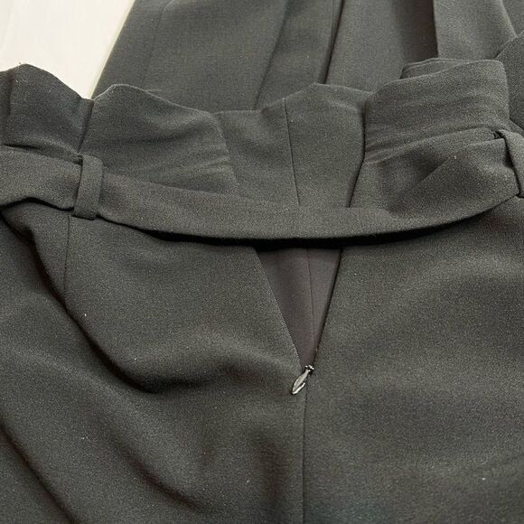 Josie Natori black core crepe paper bag waist pants size 12 - Picture 14 of 15